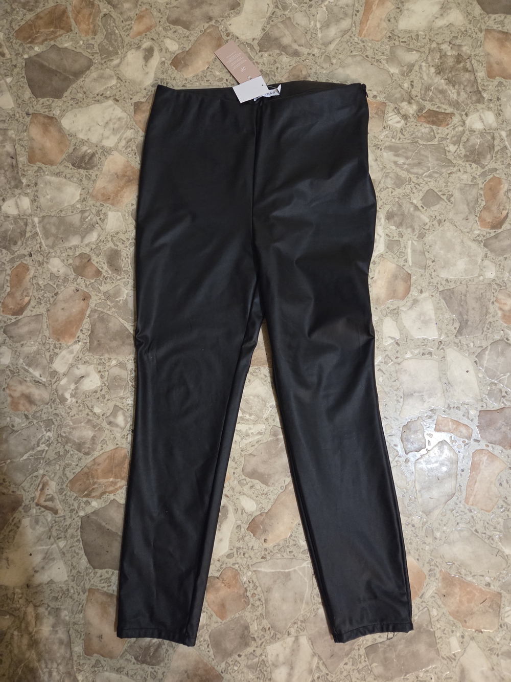 Women's Black Stretch Faux-Leather Pants